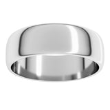 14K White Gold 6 mm Lightweight Half Round Band Size 6.5