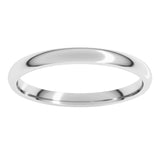 14K White Gold 2 mm Lightweight Comfort-Fit Half Round Band Size 2.5