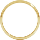 14K Yellow Gold 2.5 mm Lightweight Half Round Band Size 6.5