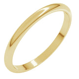 14K Yellow Gold 2 mm Half Round Band Size 10.5