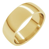 14K Yellow Gold 7 mm Lightweight Comfort-Fit Half Round Band Size 13.5
