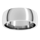 18K White Gold 7 mm Lightweight Comfort-Fit Half Round Band Size 6.5