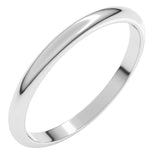 14K White Gold 2 mm Half Round Band Size 10.5