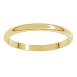 18K Yellow Gold 2 mm Lightweight Half Round Band Size 5.5