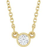 14K Yellow Gold 1/10 CT Natural Diamond Solitaire 18" Necklace