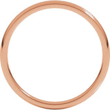 14K Rose Gold 2 mm Lightweight Comfort-Fit Half Round Band Size 2
