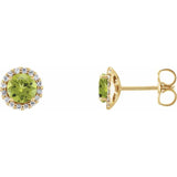14K Yellow Gold 5 mm Natural Peridot & 1/8 CTW Natural Diamond Earrings