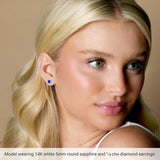 14K White Gold 6 mm Natural Amethyst & 1/8 CTW Natural Diamond Earrings