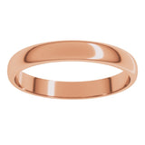 10K Rose Gold 3 mm Lightweight Half Round Band Size 6.5