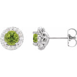 14K White Gold 5 mm Natural Peridot & 1/4 CTW Natural Diamond Earrings