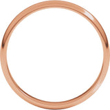 10K Rose Gold 3 mm Lightweight Half Round Band Size 4.5