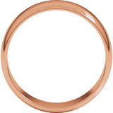 14K Rose Gold 7 mm Lightweight Half Round Band Size 11