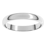 Sterling Silver 3 mm Lightweight Half Round Band Size 8