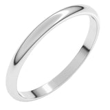 Sterling Silver 2 mm Lightweight Half Round Band Size 5.5