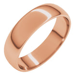 14K Rose Gold 5 mm Lightweight Half Round Band Size 6.5