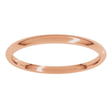 14K Rose Gold 1.5 mm Half Round Comfort Fit Light Band Size 8.5