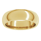 14K Yellow Gold 6 mm Comfort-Fit Half Round Band Size 6