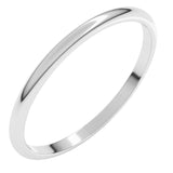 14K White Gold 1.5 mm Lightweight Half Round Band Size 7