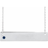 Sterling Silver Natural Blue Sapphire Engravable Bar 16-18" Necklace