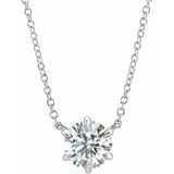 14K White Gold 1/4 CT Natural Diamond Solitaire 16" Necklace
