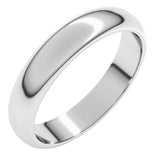 Platinum 4 mm Half Round Band Size 10
