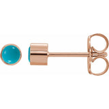 14K Rose Gold Natural Turquoise Bezel-Set Earrings