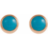 14K Rose Gold Natural Turquoise Bezel-Set Earrings