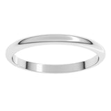 Platinum 2 mm Half Round Band Size 19