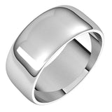 14K White Gold 8 mm Lightweight Half Round Band Size 11