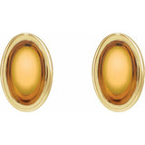 14K Yellow Gold Natural Citrine Cabochon Earrings