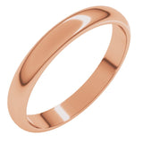 14K Rose Gold 3 mm Half Round Band Size 9