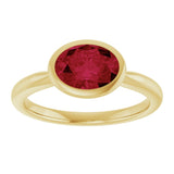 14K Yellow Gold Lab-Grown Ruby Solitaire Solitaire Ring