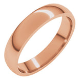 14K Rose Gold 4 mm Half Round Comfort Fit Light Band Size 9