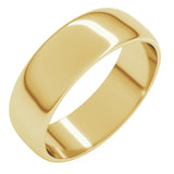 14K Yellow Gold 6 mm Lightweight Half Round Band Size 8
