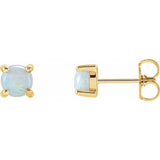 14K Yellow Gold 5 mm Natural White Opal Cabochon Earrings