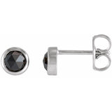 14K White Gold 1/2 CTW Rose-Cut Natural Black Diamond Bezel-Set Earrings