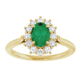 14K Yellow Gold Lab-Grown Emerald & 1/3 CTW Lab-Grown Diamond Ring