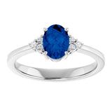 Sterling Silver Lab-Grown Blue Sapphire and .05 CTW Lab-Grown Diamond Ring