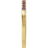 14K Yellow Gold Vermeil Natural Amethyst Stackable Ring