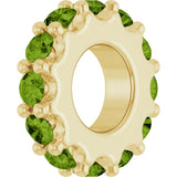18K Yellow Gold-Plated Sterling Silver Natural Peridot Spacer Charm/Pendant