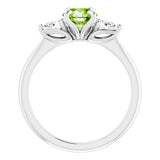 14K White Gold Natural Peridot & 1/4 CTW Natural Diamond Ring