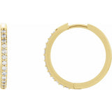 14K Yellow Gold 1/8 CTW Lab-Grown Diamond Hinged 18 mm Hoop Earrings