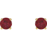 14K Yellow 4 mm Natural Ruby Earrings