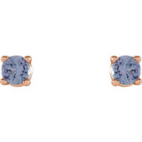 14K Rose Gold 2.5 mm Natural Tanzanite Earrings