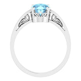 14K White Natural Aquamarine Ring