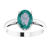 14K White Lab-Grown Alexandrite Ring