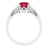 14K White Lab-Grown Ruby Ring