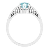 14K White Natural Sky Blue Topaz Ring