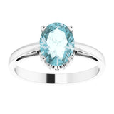 14K White Natural Sky Blue Topaz Ring