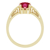 14K Yellow Lab-Grown Ruby Ring